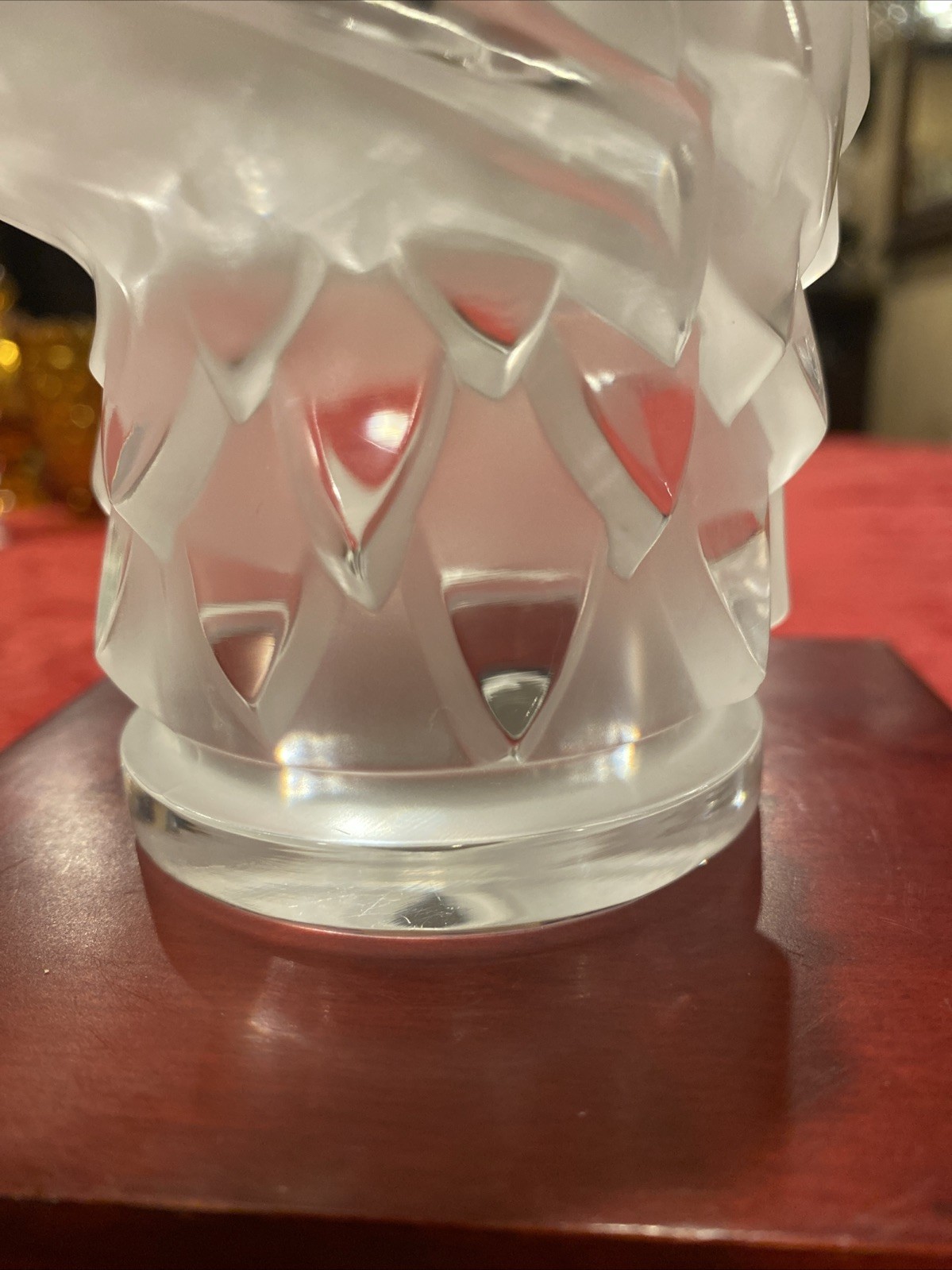 R Lalique France-Tête d’Aigle” Crystal Eagles Head Paperweight MCM Signed