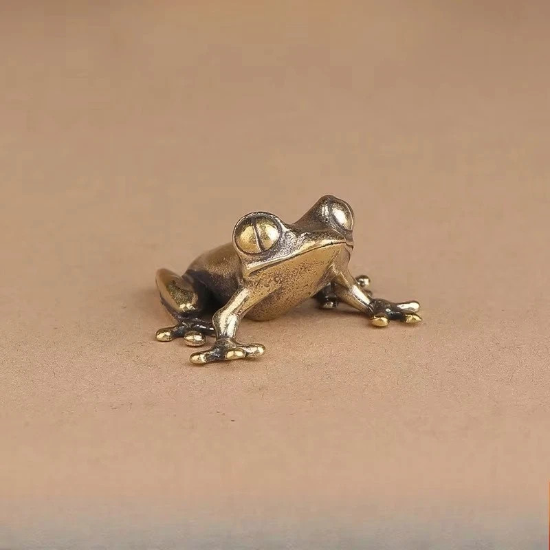 Brass Frog Figurine Small Animal Statue Table Office Home Decoration Toy Gifts