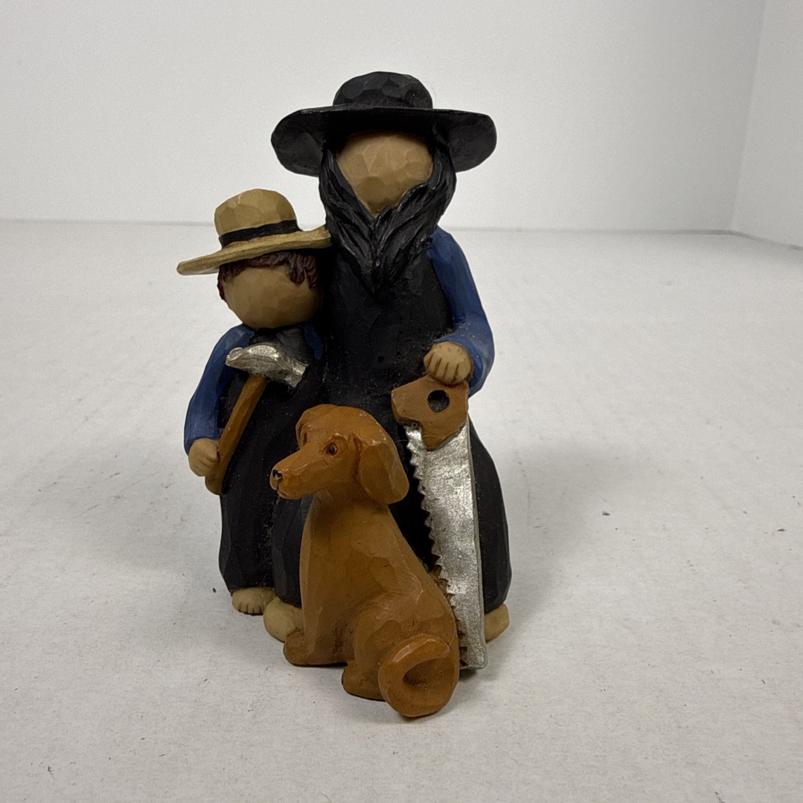 Blossom Bucket Esther O’Hara Amish Family Figurine Father/Boy/Dog/Tool