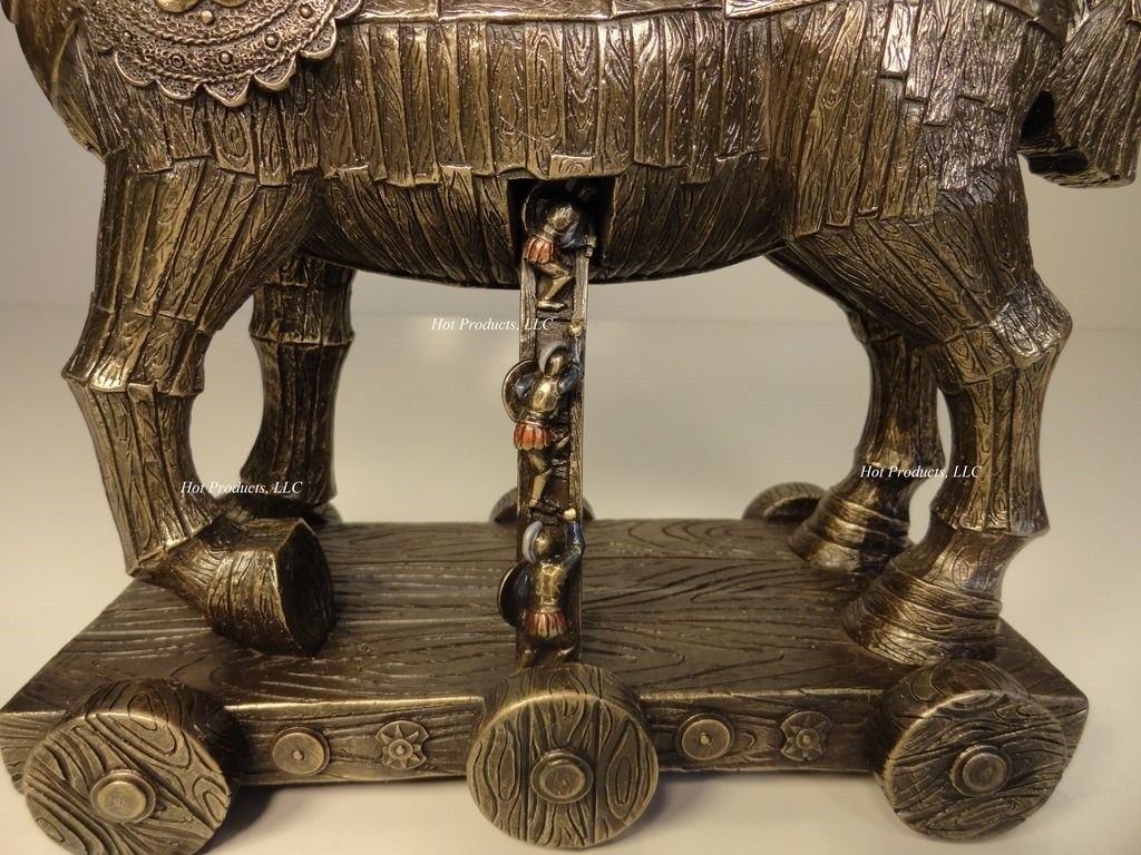 11″ Trojan Horse Battle of Troy Greek Mythology Statue Sculpture Bronze Finish