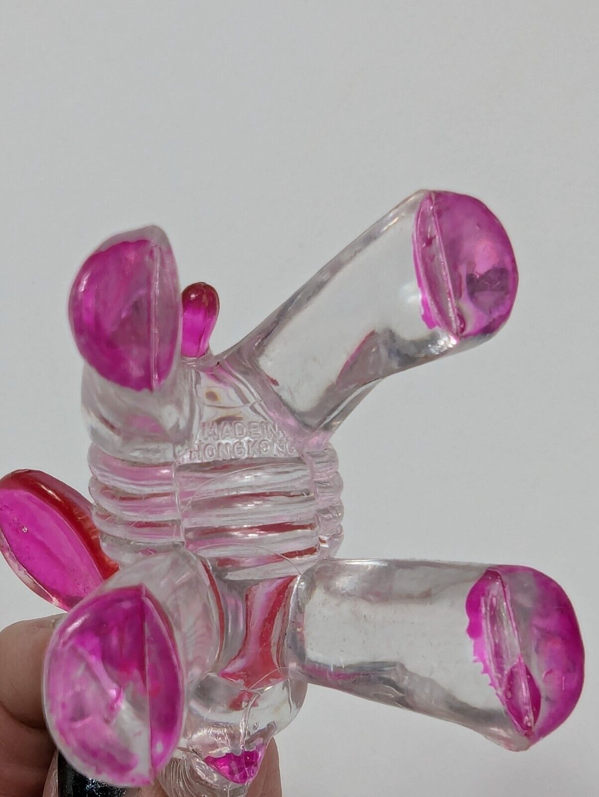 Vtg Crystallite Pets Pink Lucite Acrylic Elephant Figure Made in Hong Kong