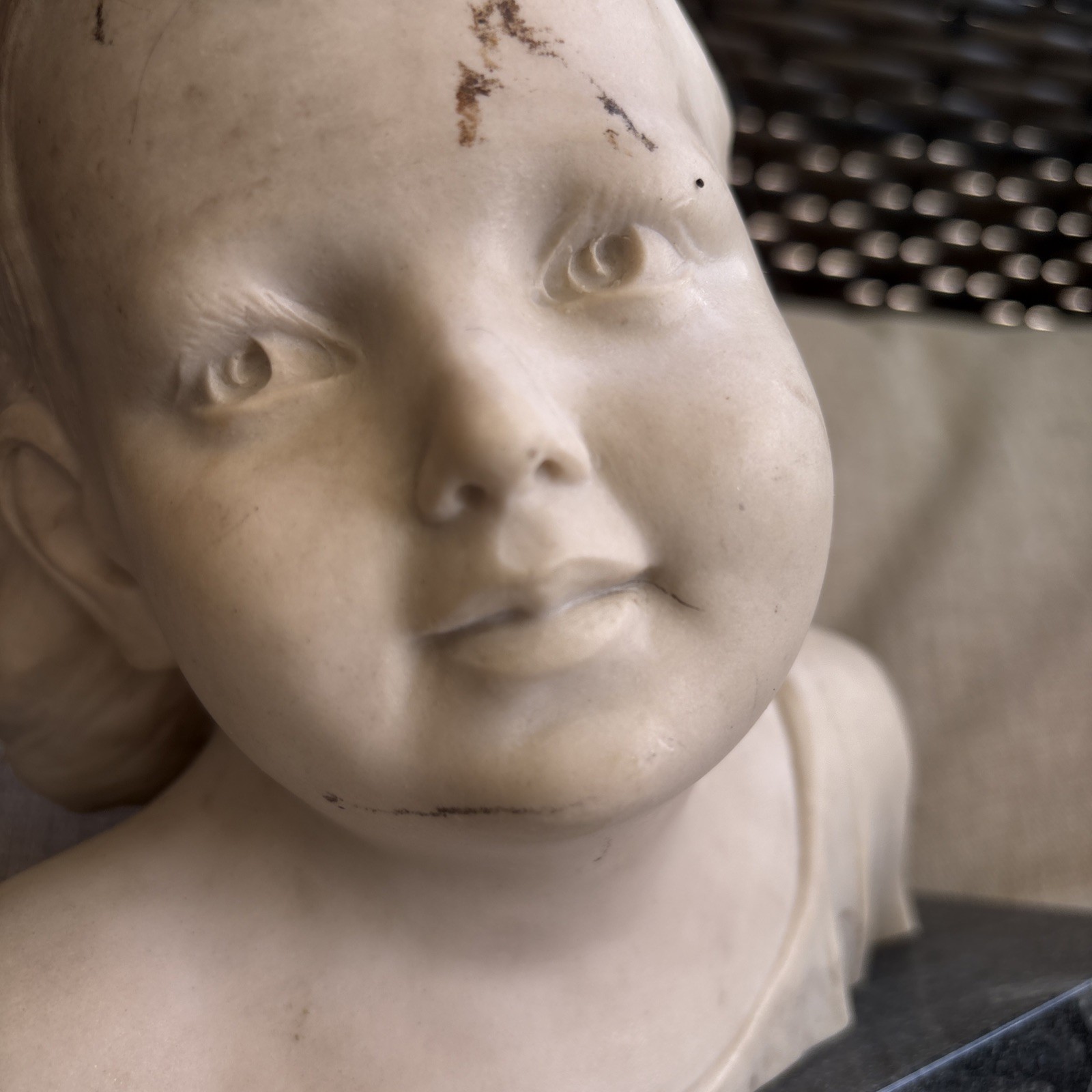 Salvatore Melani Faux Marble Statue Young Girl Innocence Art Italy Sculpture Vtg