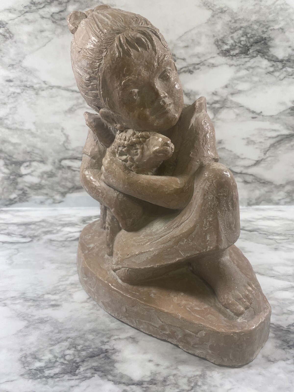 Vintage 1975 Austin Productions “Mary Had a Little Lamb” Soapstone Statue