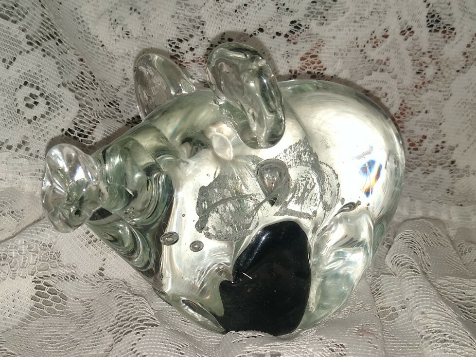 TL True Love Crystal Pig Figurine Paperweight ~ Heavy 3 lbs ~ 6″ long 4″ Tall