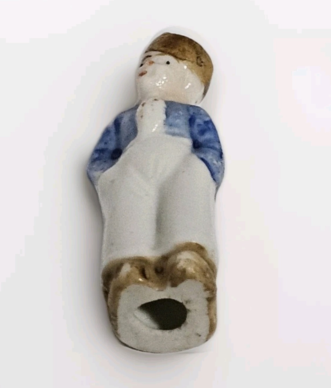 6 Japan Ceramic Handpainted Little Boys And Girl Figurine Shadow Box Trinkets