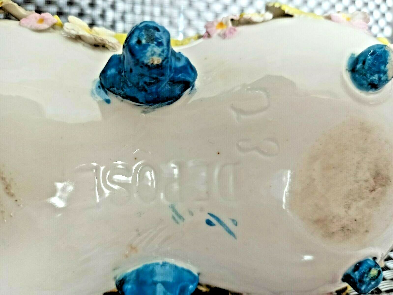 Antique French Hand painted Signed Cherub Angel Porcelain Fruit Bowl