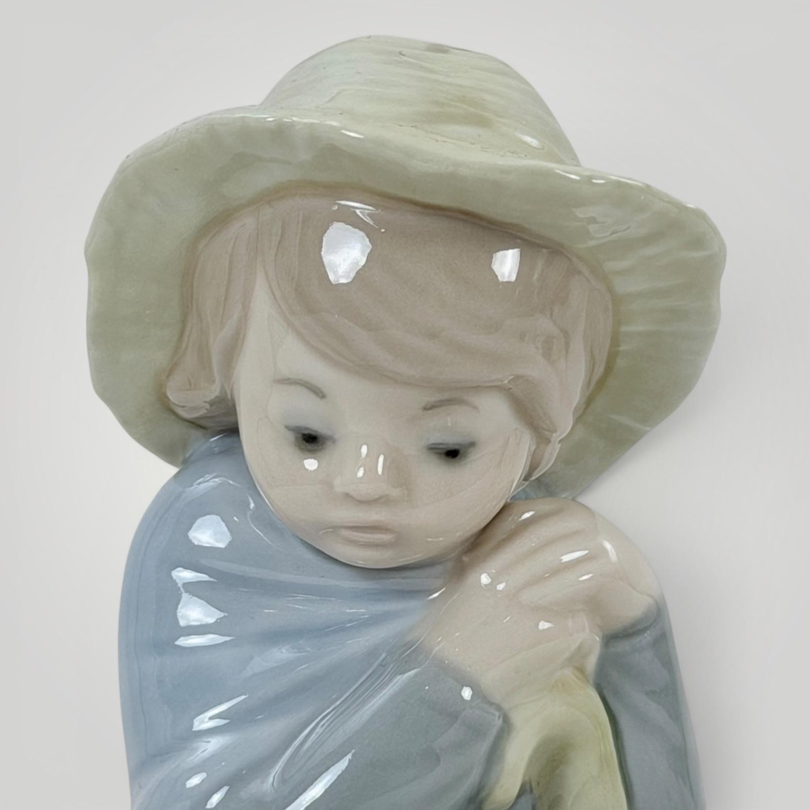 Vintage 1970s Zaphir Spain Shepherd Boy Lamb Porcelain Figurine 7.5″ Glossy