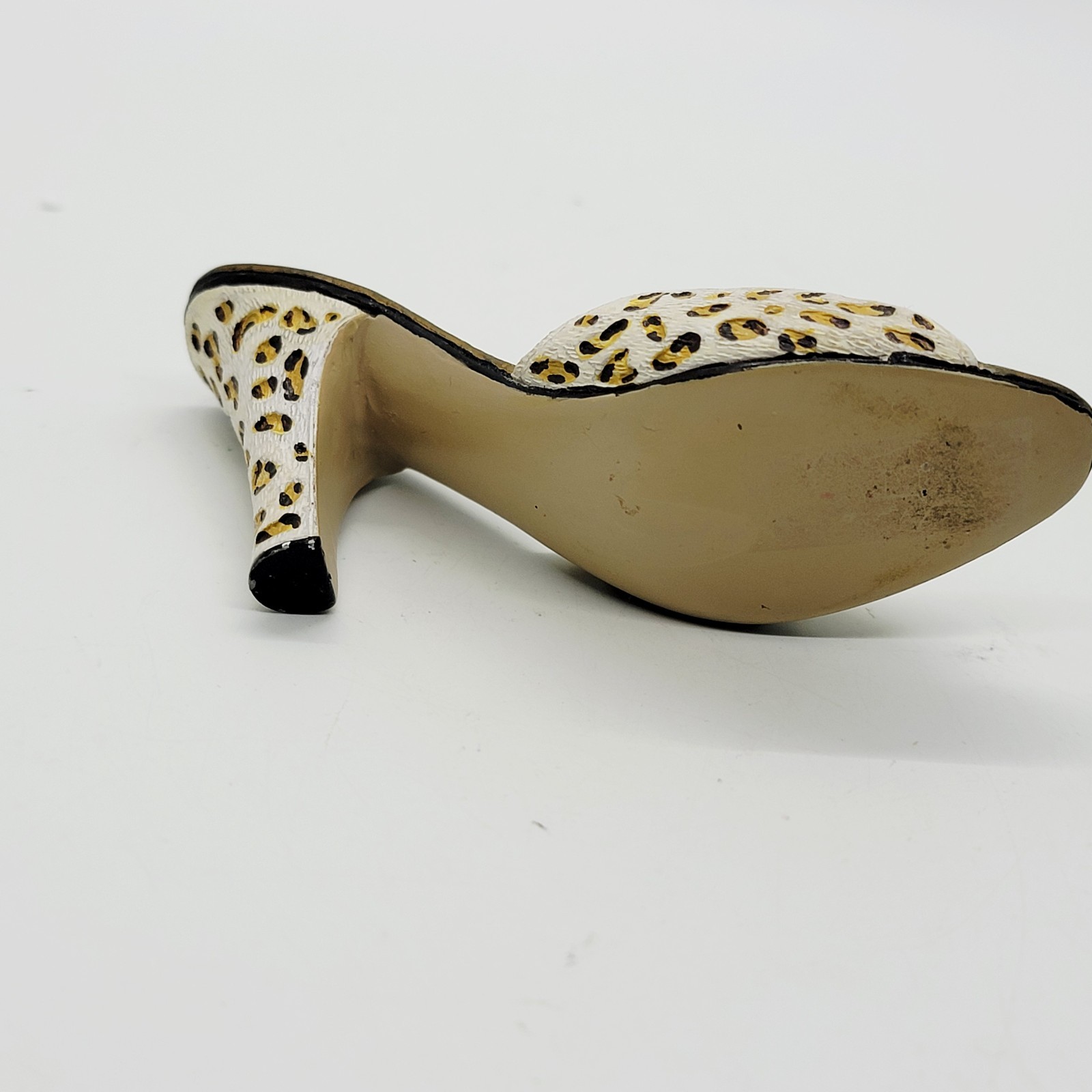 Miniature Resin Animal Print Shoe Figurine – High Heel Slip On