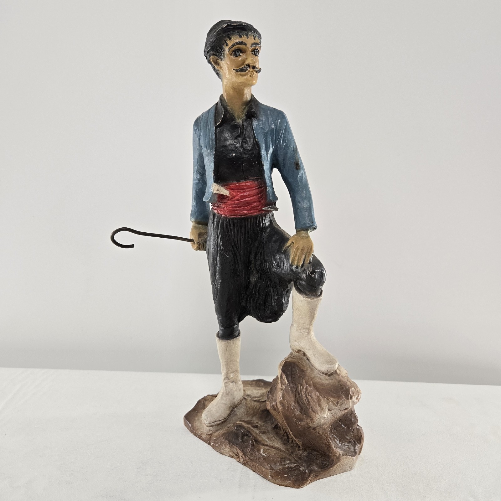Greek Statue Figure Cretan Man Vintage Unknown Material 11″ Tall