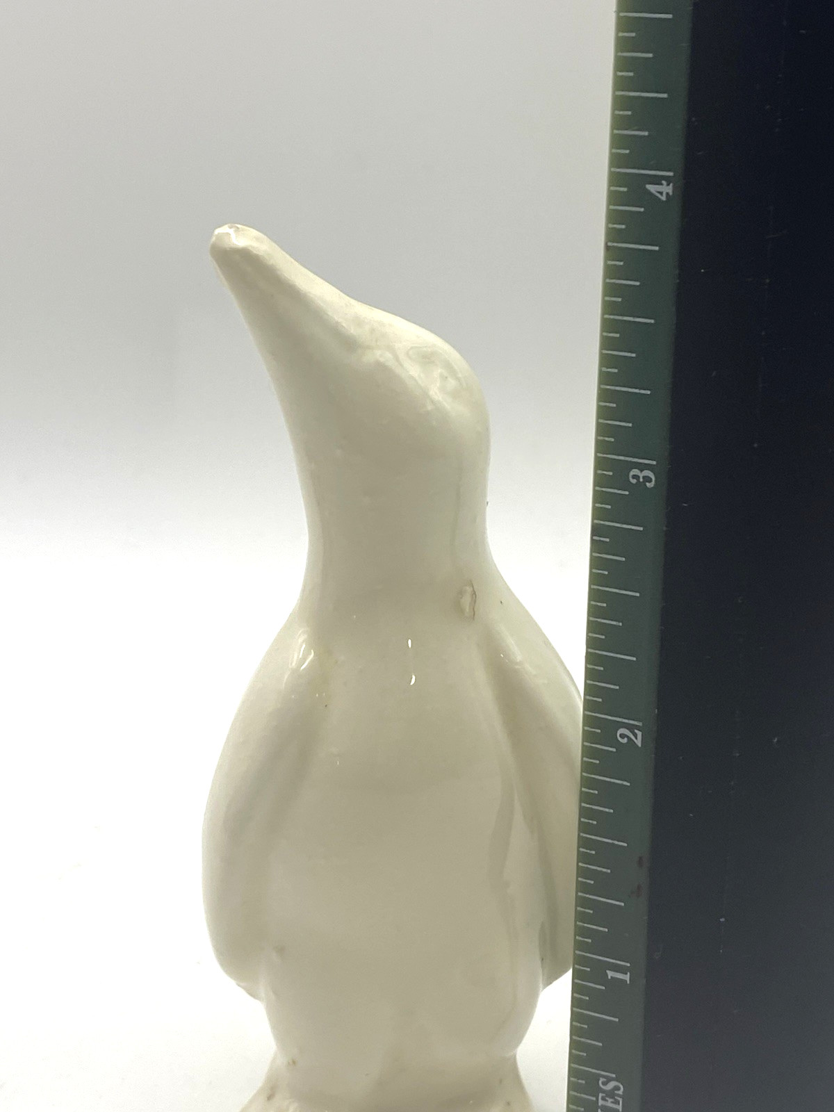 Vintage White Ceramic Penguin Figurine Minimalist Mid Century Style 4”