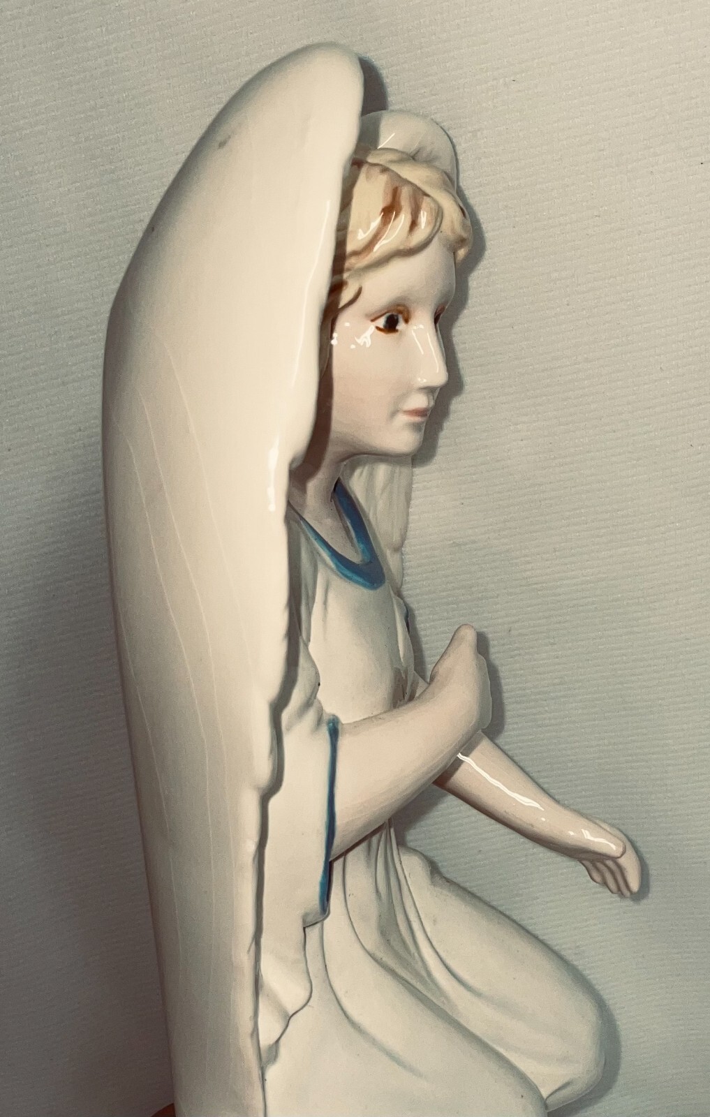 Ceramic Hand Crafted Angel 3-D Angel Wall Decor Hand Painted 13 1/2 Inches High