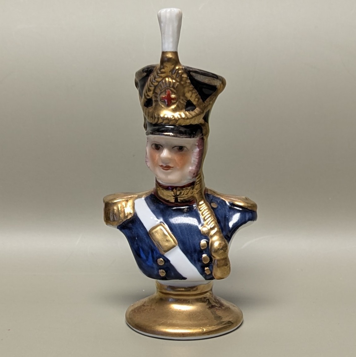LIMOGES Soldier 4″ Bust Figurine Gold Accent Home Decor