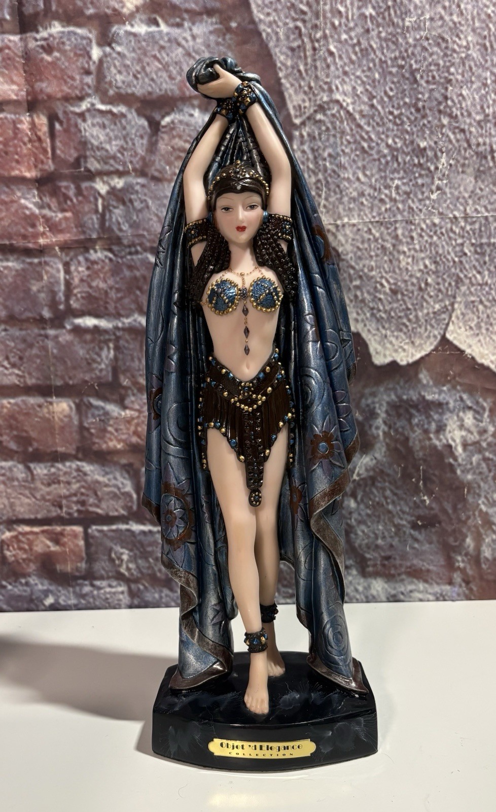 Objet ‘d Elegance Dance of the Seven 7 Veils Statue Figurine Belly Dancer 15″