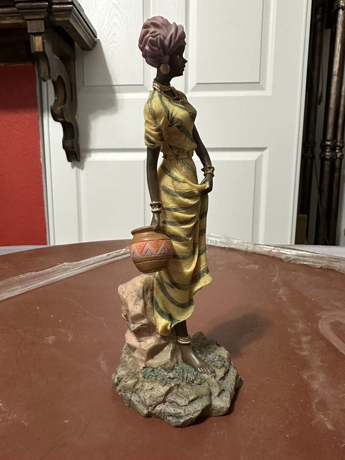 African American Figurine Woman Lady Resin 7-1/2” Tall African Ethnic