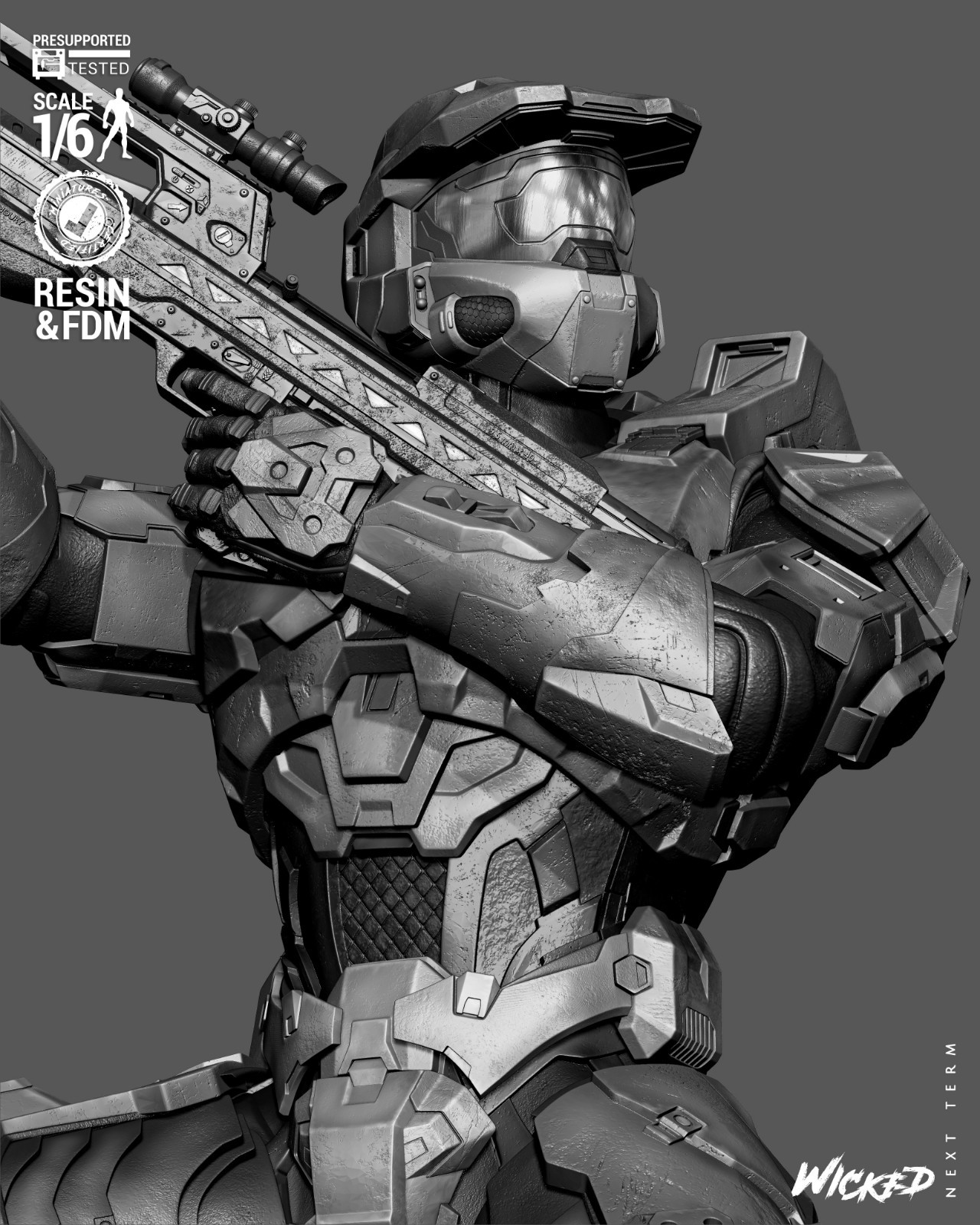 Master Chief – Halo 1/6 Scale Figure Statue 3D Print Model Kit Unpainted