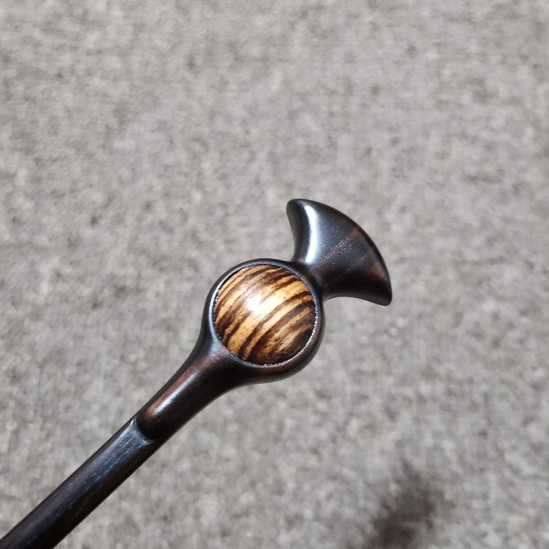 Ebony & Zebra Wood Hairpin 6.3in Round Decor Stylish Hair Accessory