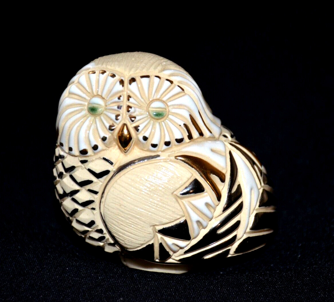 Owl Figurine Artesania Rinconada De Rosa Silver Gold Accents