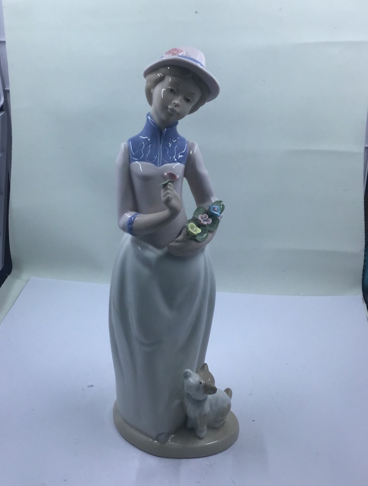 Torras 10 1/2″ Elegant Lady Figurine With Dog Handmade In Spain