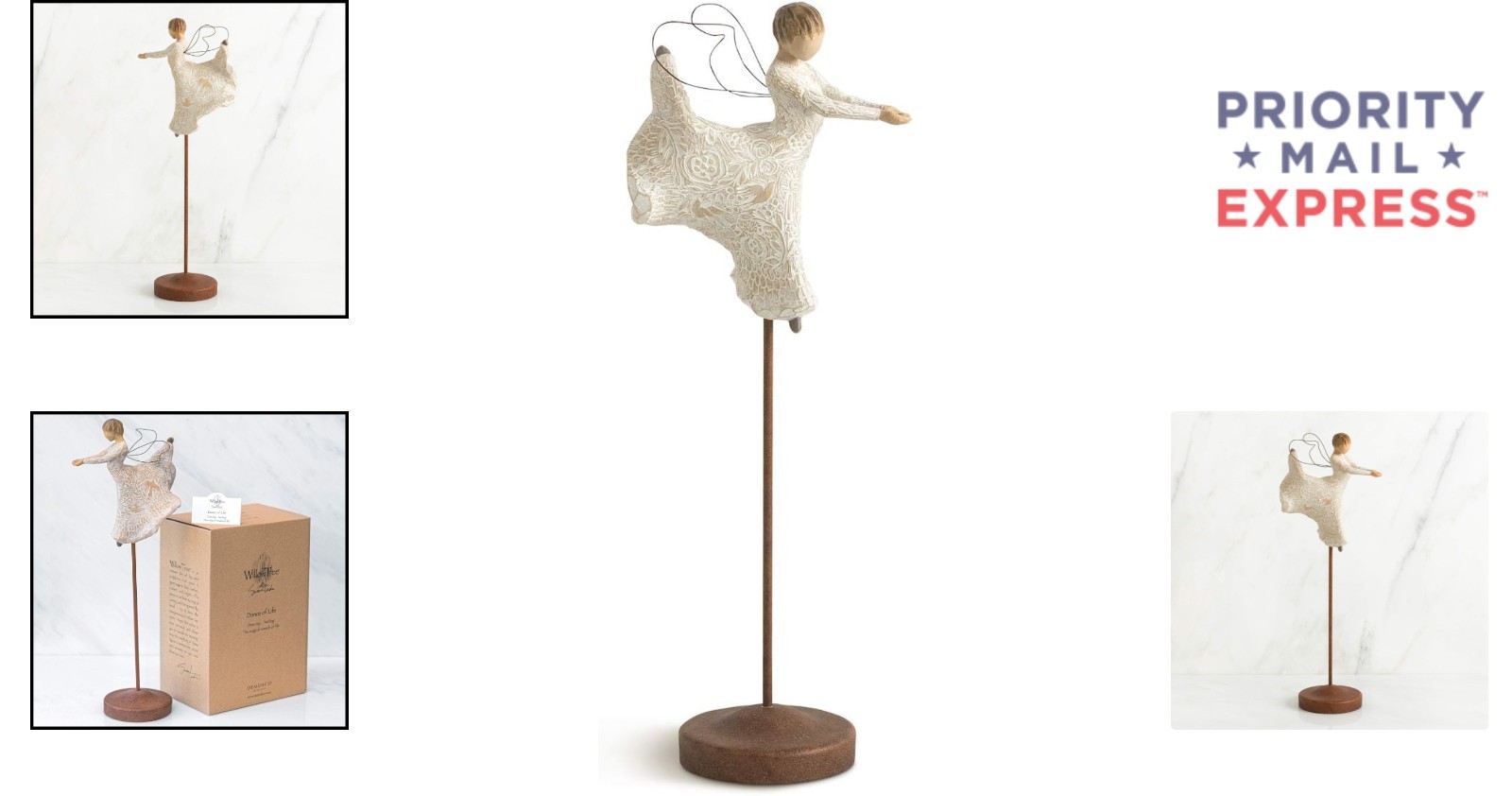 Dance of Life Angel Figurine – Hand-Painted with Nature Symbols for Nativity