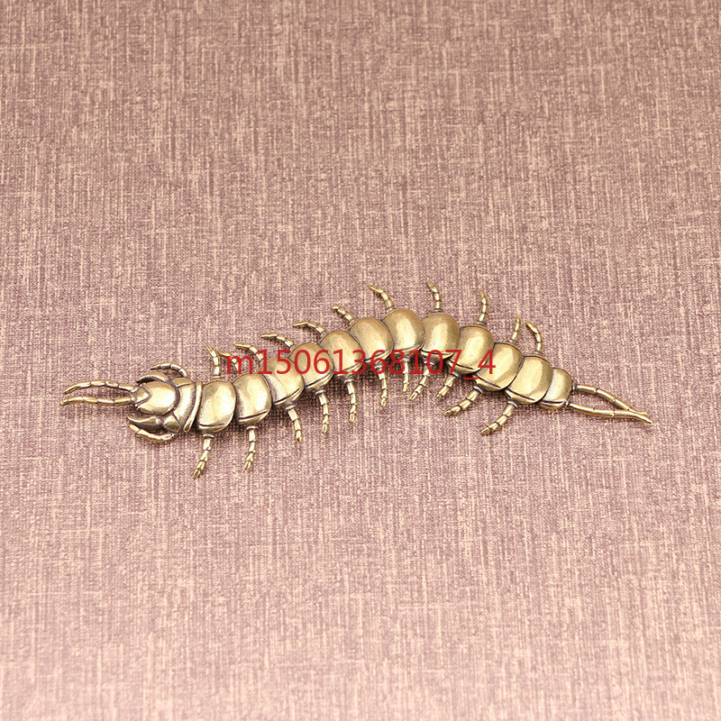 Chinese Antique Brass Solid Centipede Small Ornaments Creative Tea Pet