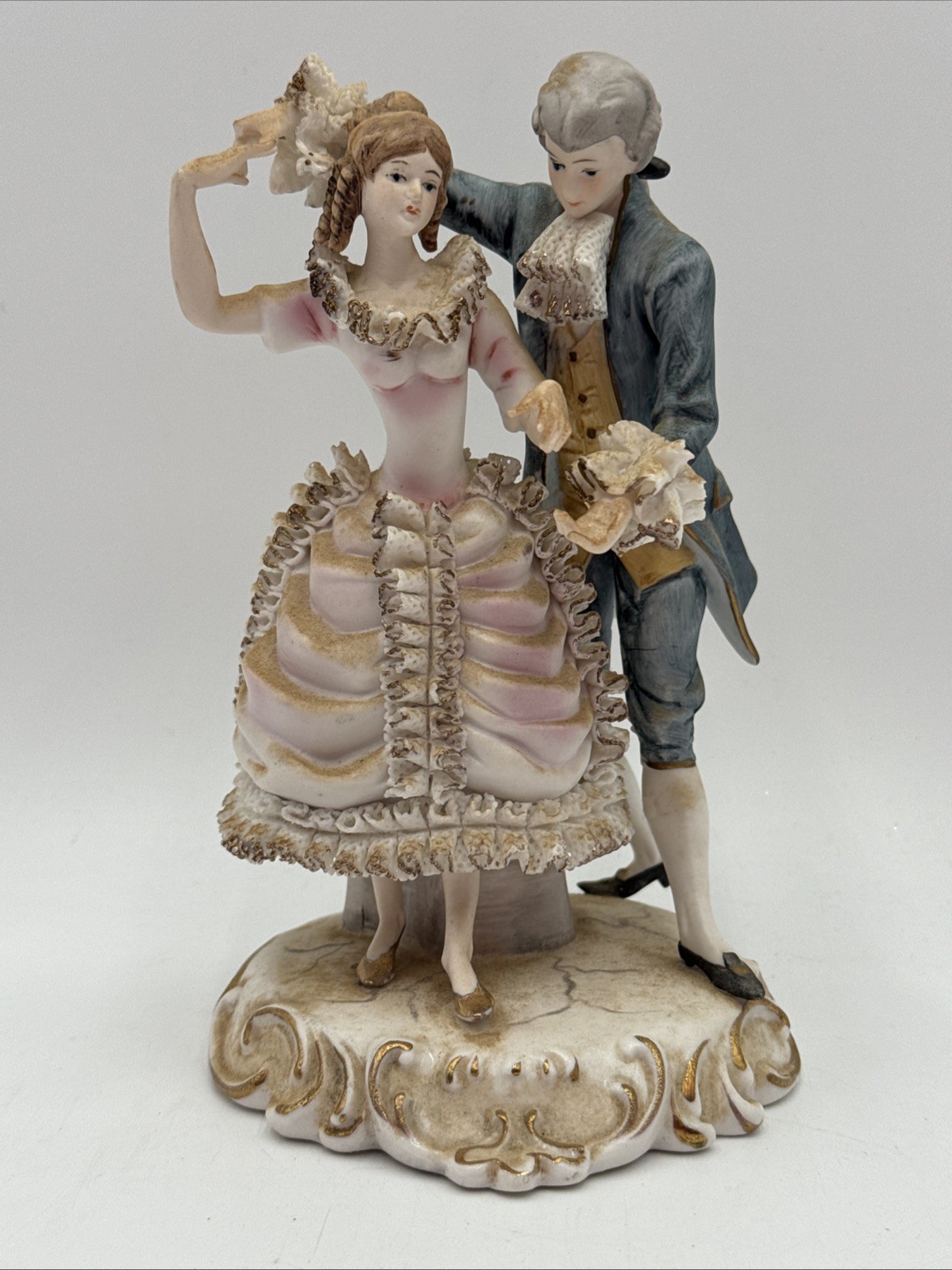 French Lace Porcelain Bisque Figurine of Couple