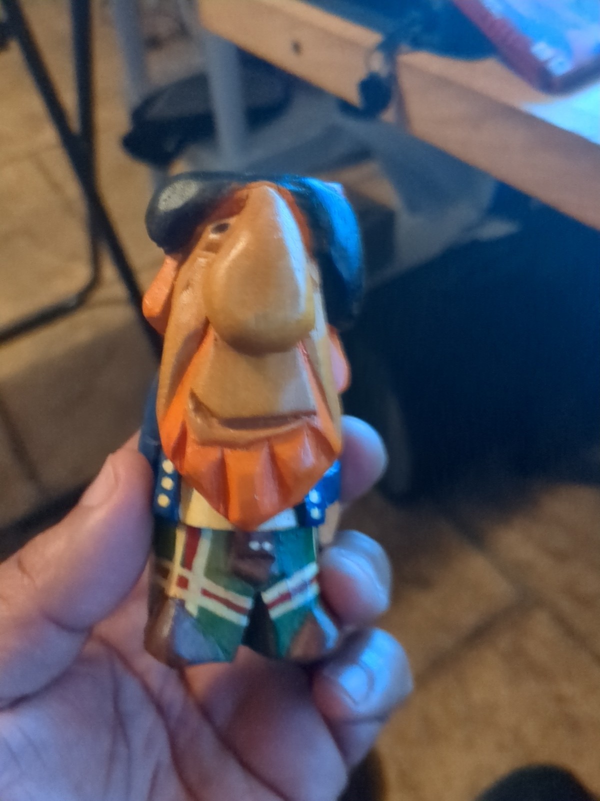 Vintage Donald Corr Carved Wooden Scottish Figurine Scotland Primitive Folk Art