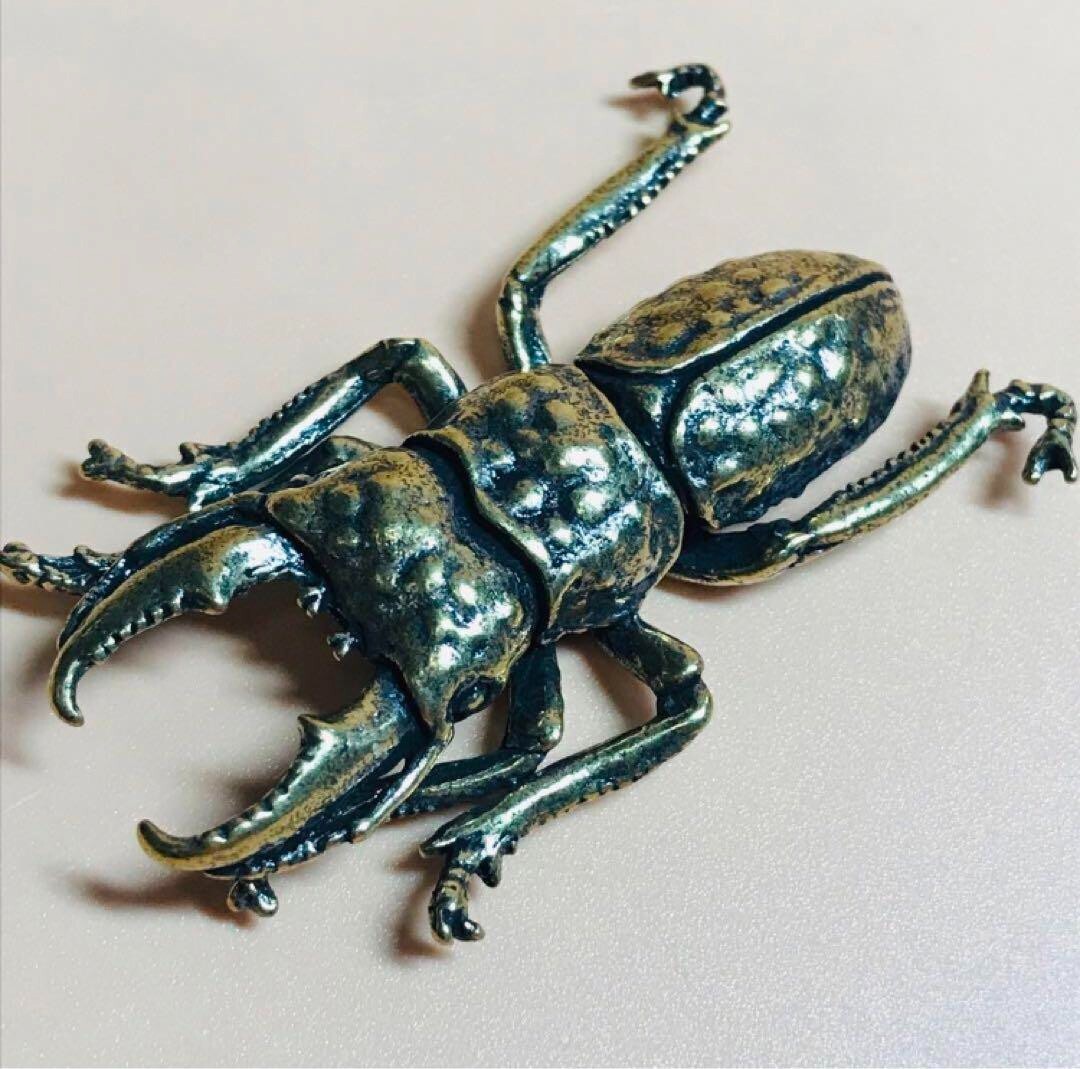 Brass Stag Beetle Figurine Insect Sculpture Ornament Lucky Charm 30g