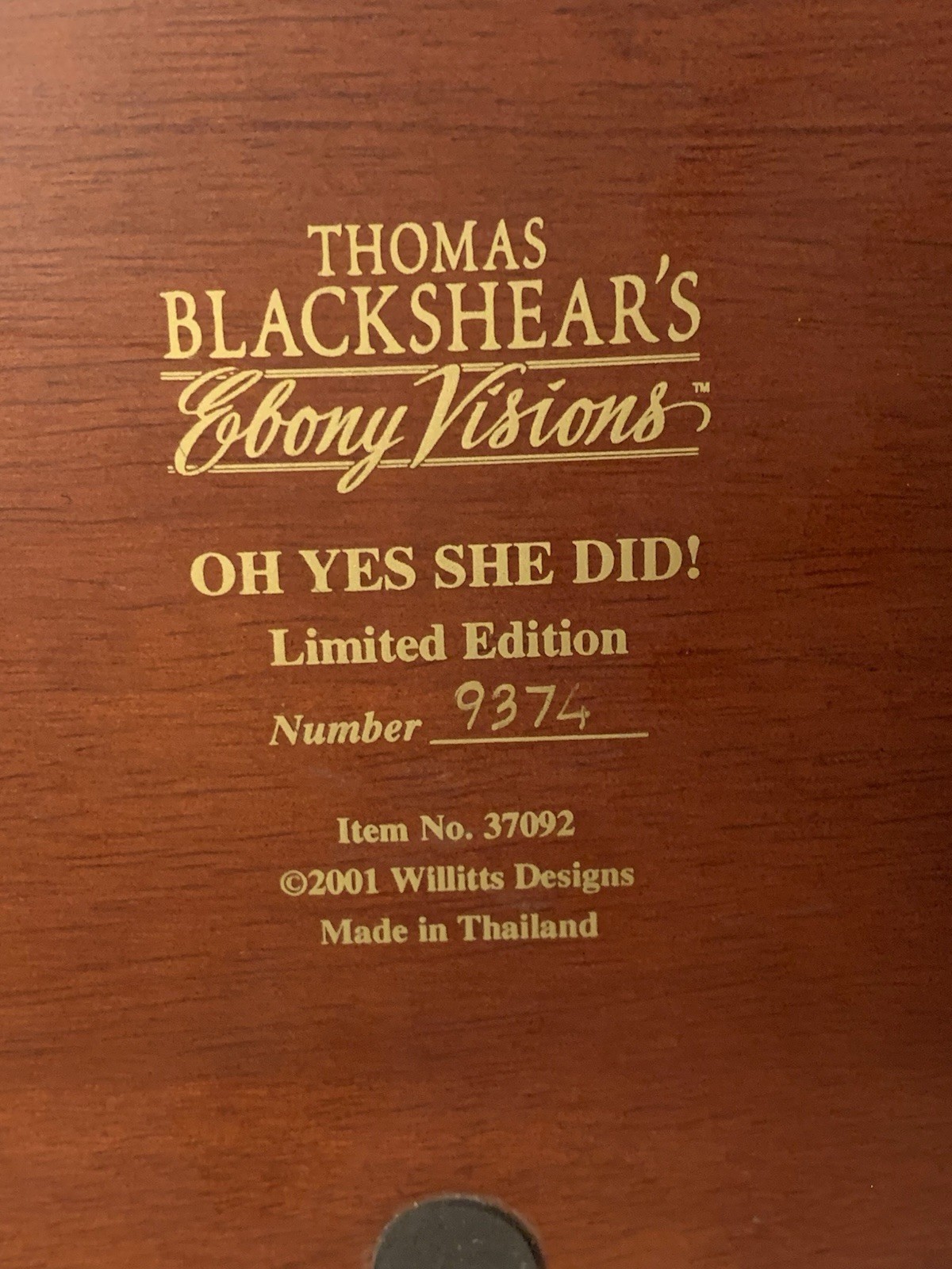 Thomas Blackshear Ebony Visions “Oh Yes She Did!” #37092 – Limited Edition 2001
