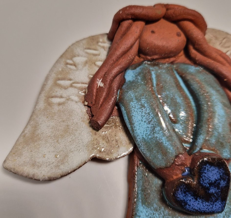Handmade ceramic angel wall hanging