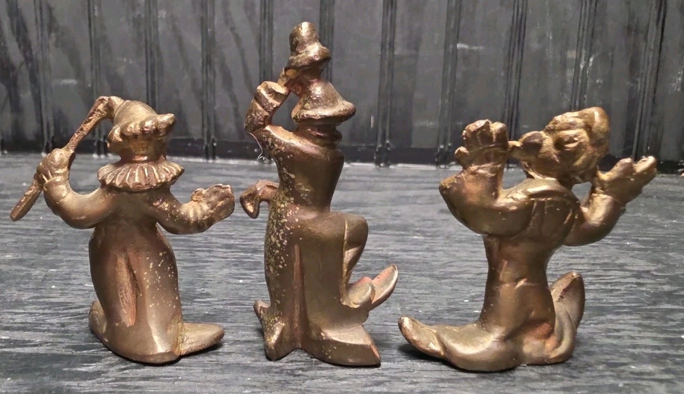 Miniature Pewter Clown Figures Sculpture India Figurines set of 3