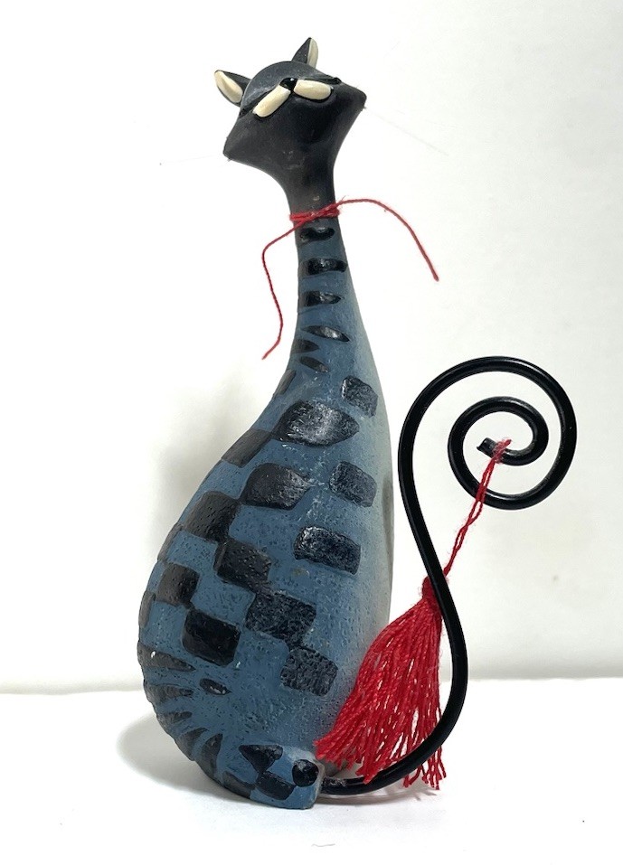 Catitudes Checkered Cat Resin Figurine