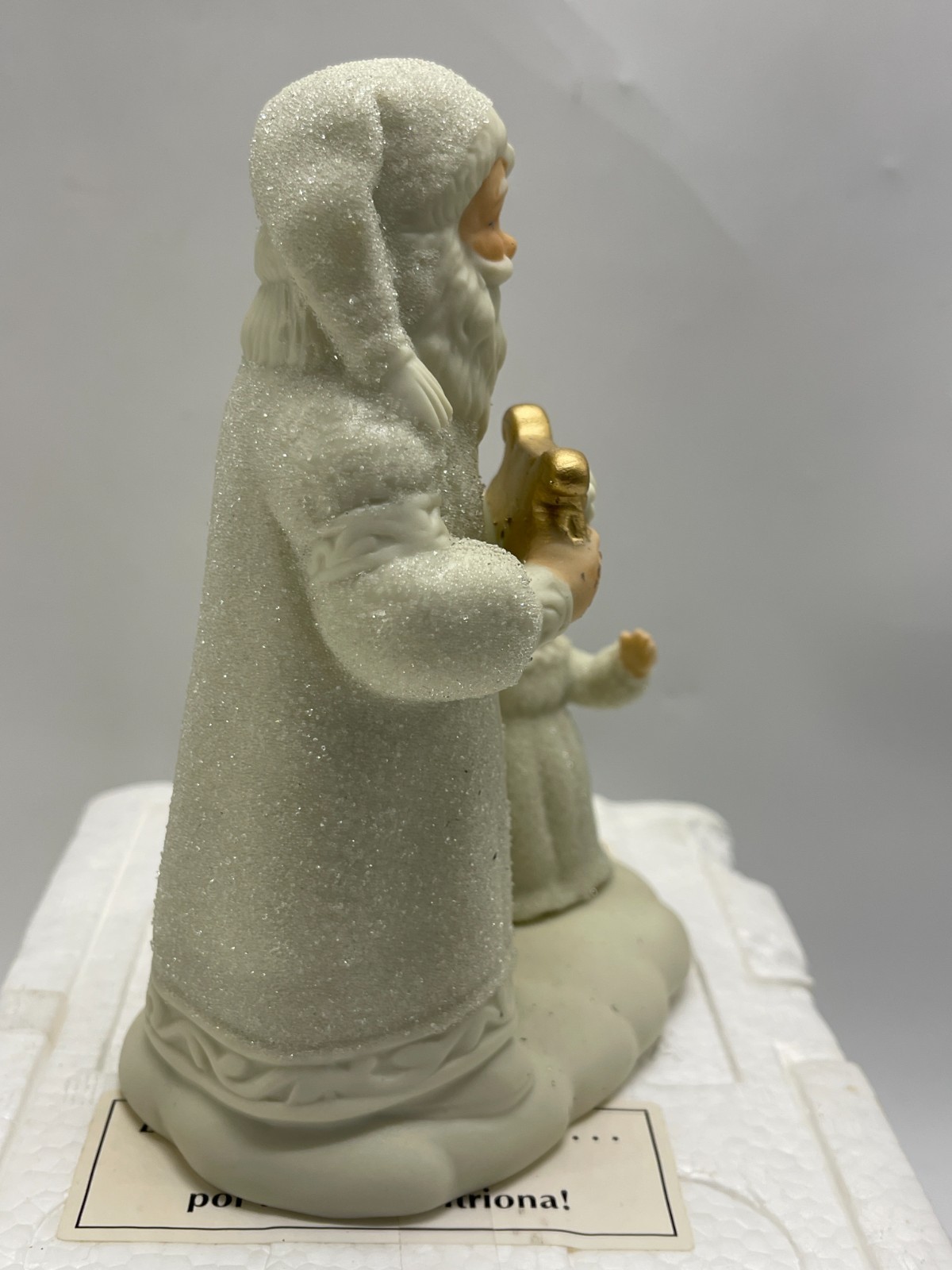 Vintage Homco Home Interior Ceramic Santa Claus w Harp and Angel Figurine #8875