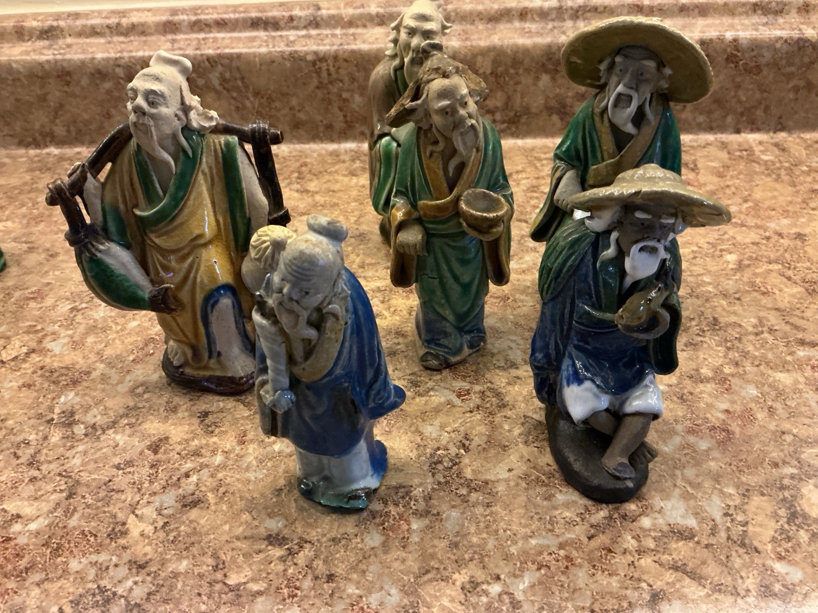 Vintage Handpainted Set Of Six Men Figurines From China ￼
