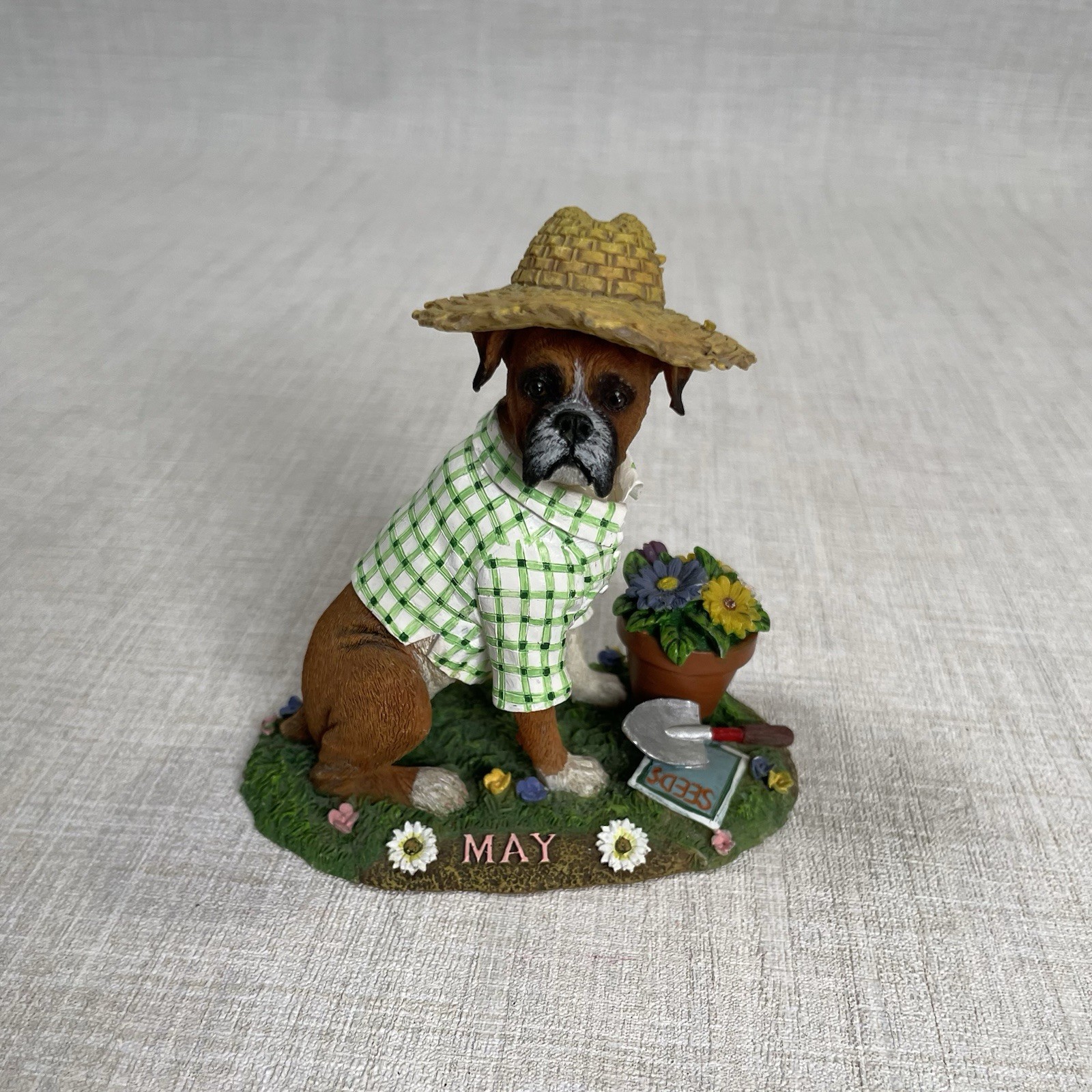 The Danbury Mint Perpetual Calendar BOXER Dog Figurine May