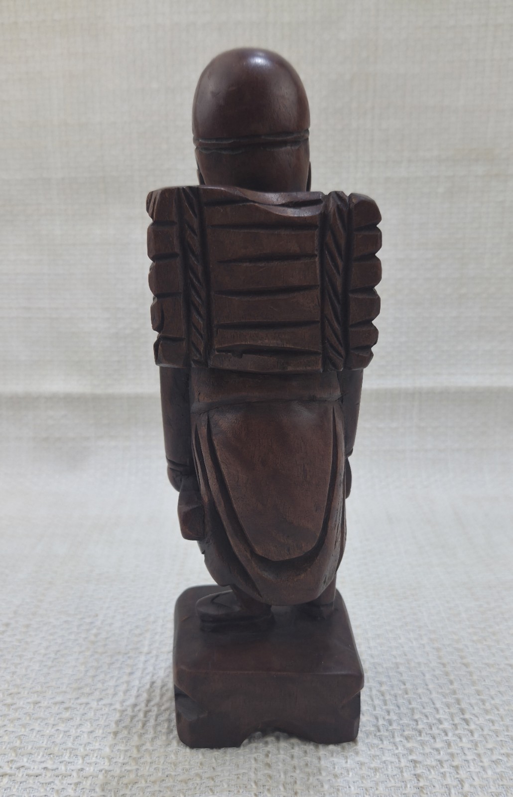 VTG Dark Wood Cherry? Carved Asian Folk Art Traveler Mud Man Sherpa Man Figurine