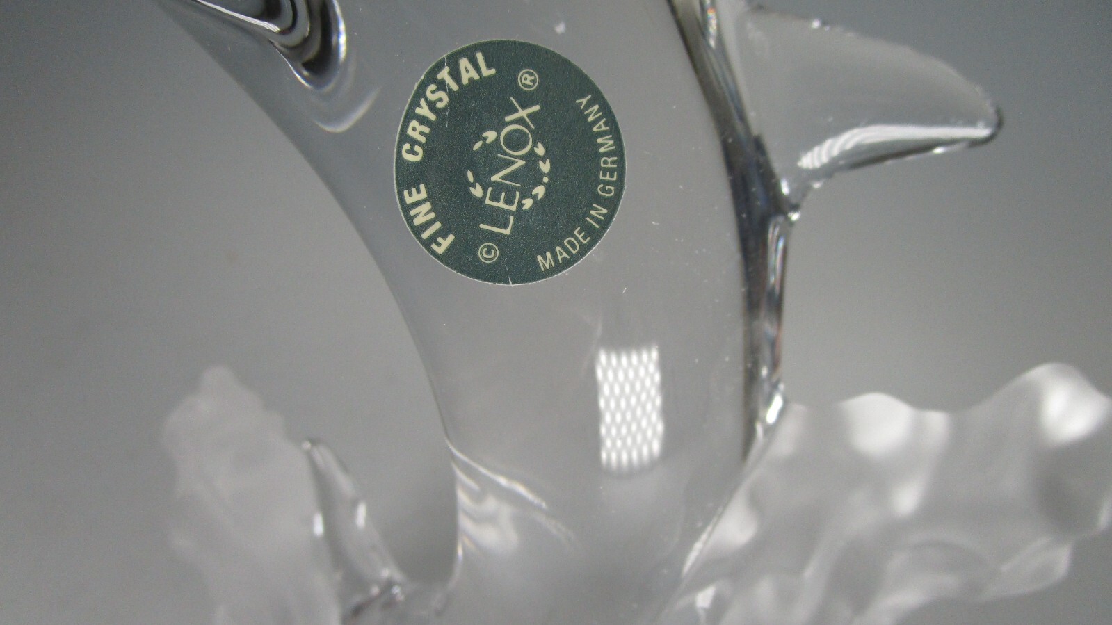 Lenox DOLPHIN & Waves Clear & Frosted Crystal Figurine Germany 7″ 1994