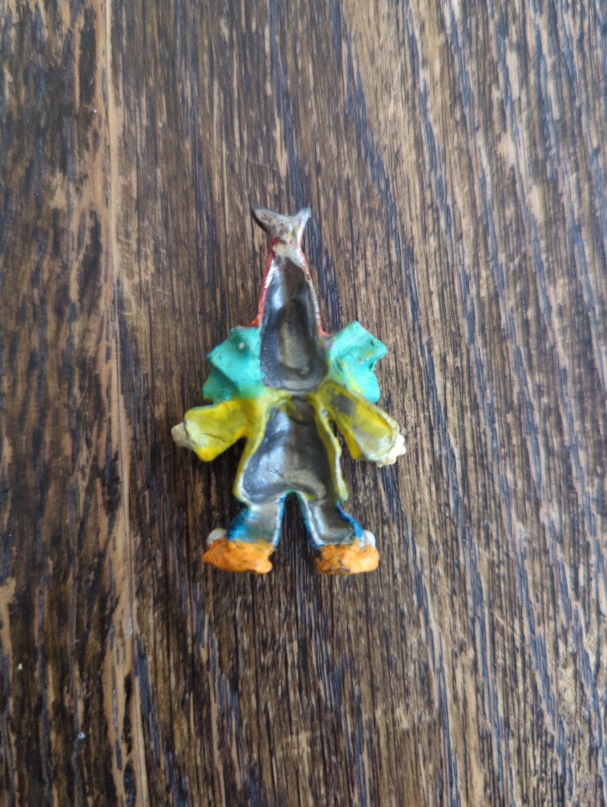Vintage Cast Iron Happy Clown Painted Metal Figure 2″ Tall Distressed HTF