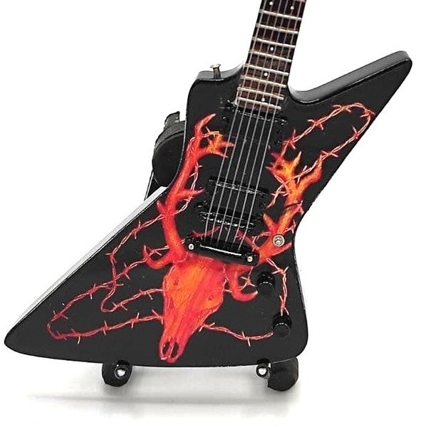 Mini ELK SKULL Guitar For METALLICA JAMES HETFIELD GIFT Memorabilia FREE STAND