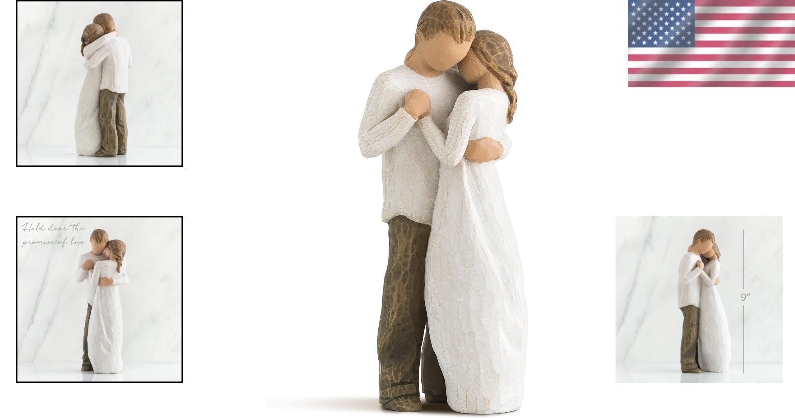 Hand-Painted Couple Embrace Sculpture