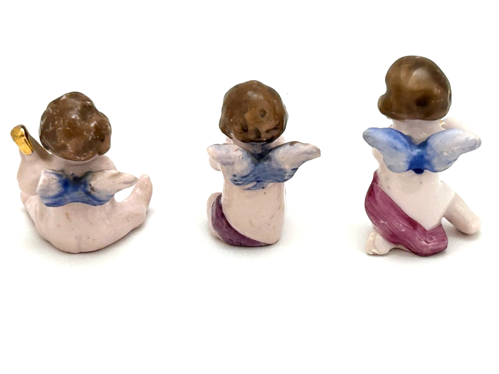 Lot of 9 Vintage Japan Porcelain Band Pink Cherubs Angels Miniature 2″ or Less