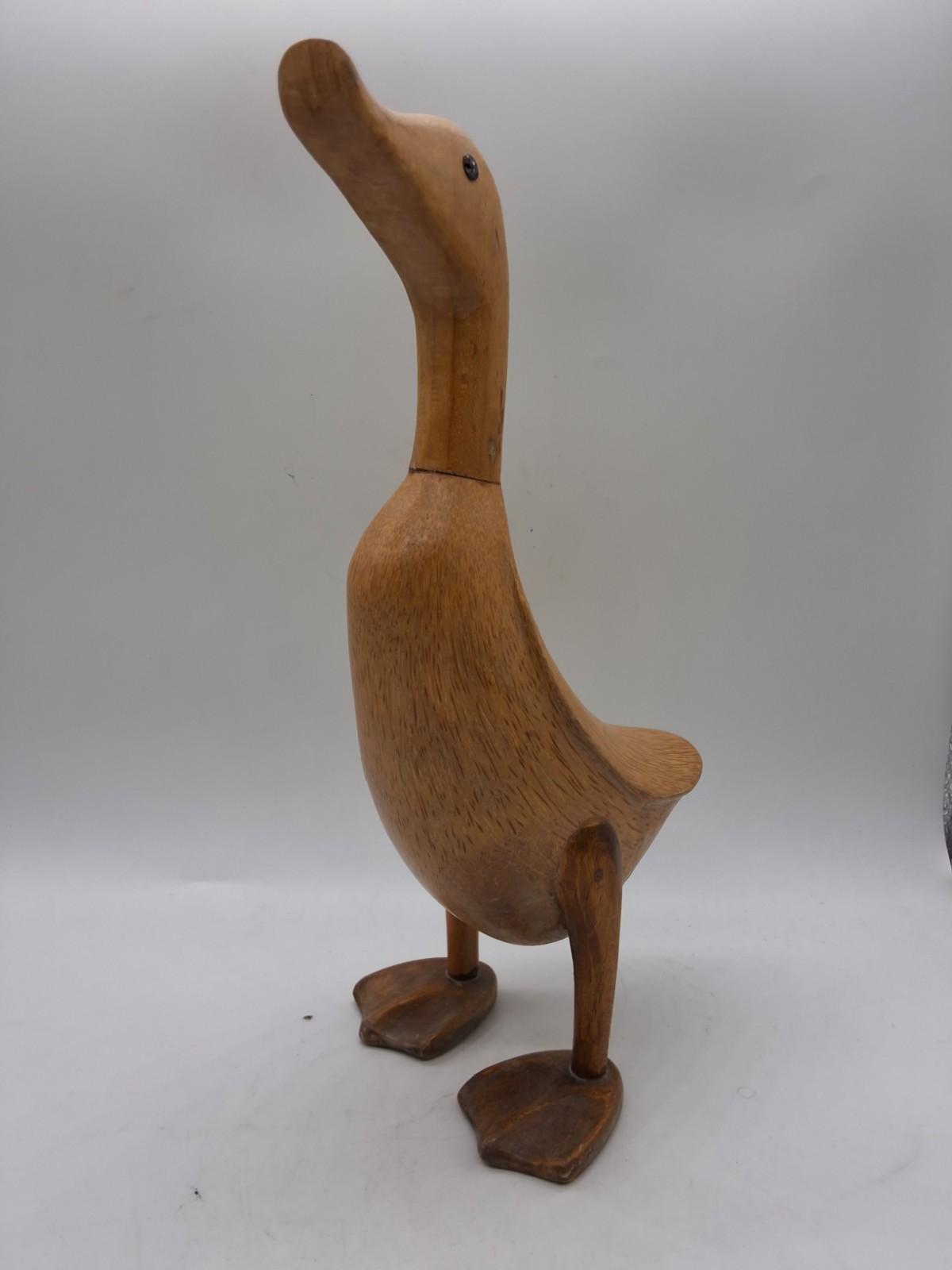DCUK Style Hand Carved Bamboo Root Wooden Duck Figurine Statue 12.5″ Tall