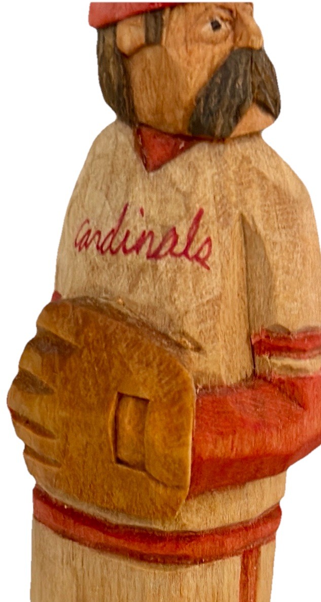 VTG Hand Carved Wood Folk Art Baseball Player Pitcher St Louis Cardinals 5.25″