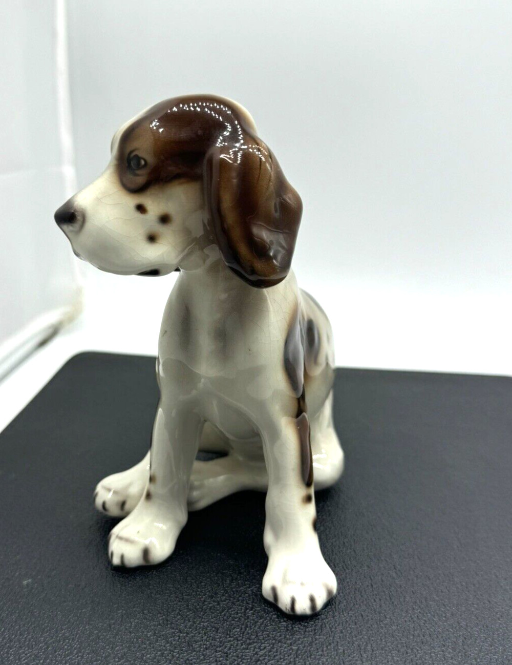 Vintage Keramos Dog Spaniel Figurine Ceramic Vienna Austria Glossy 6” EUC