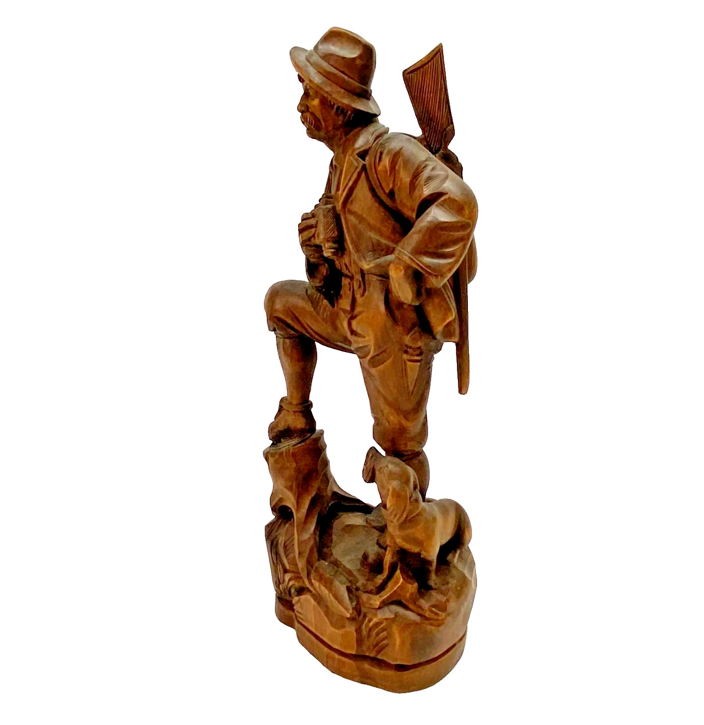 Black Forest Hunter Dog Wood Carving Oberammergau Germany Detert 13.5”