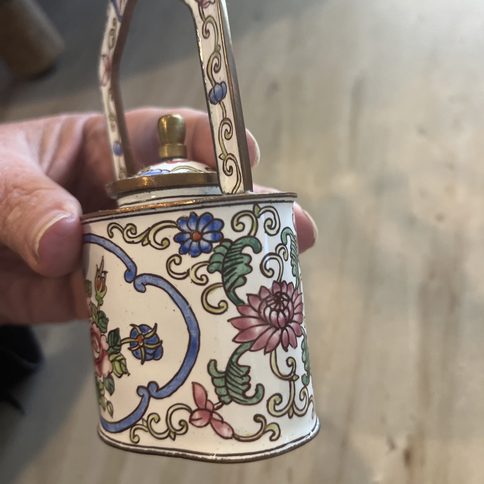 KELVIN CHEN Enamel Copper Handpainted Mini Teapot 57 Floral