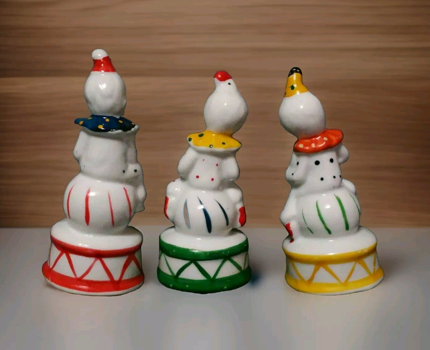 Vintage 3 Acrobat Junior Clowns Porcelain Figurines Hand Painted