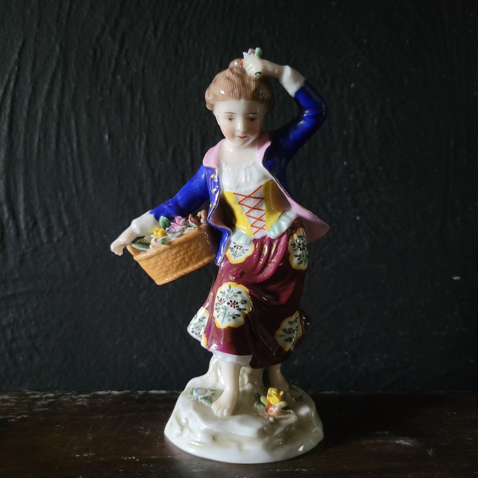 Antique German Porcelain “The Four Seasons” Spring Figurine Chelsea Anchor *Read