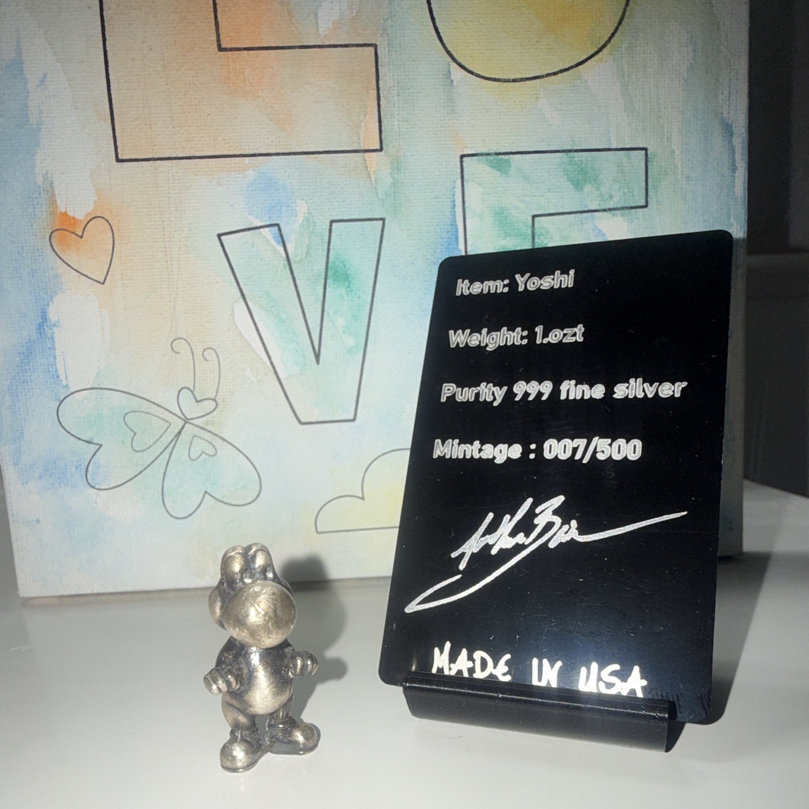 AB Custom Silver Yoshi Figurine 1 oz .999 Fine Silver Limited Edition Signed