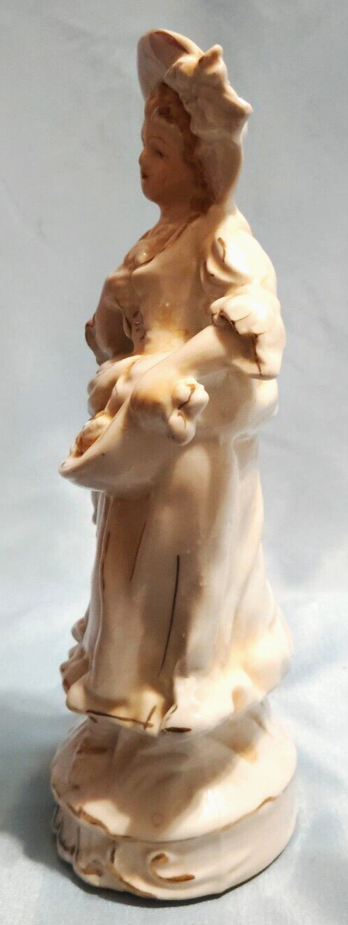 Vintage Porcelain Lady Figurine 8 Inch Made in Japan Victorian Woman Hat