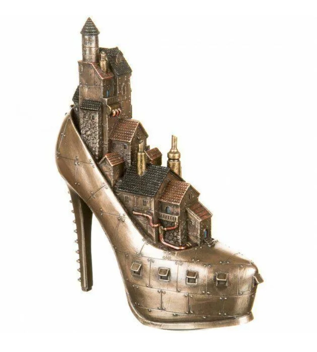 Industrial Steampunk Stiletto Hill Ironopolis Shoe Miniature City Decor 3lbs